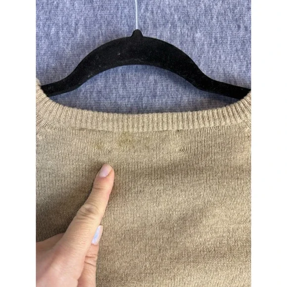 Vintage Balada 100% Lambwool XL Beige Tan Long Sleeve V Neck Sweater Womens - Picture 10 of 13